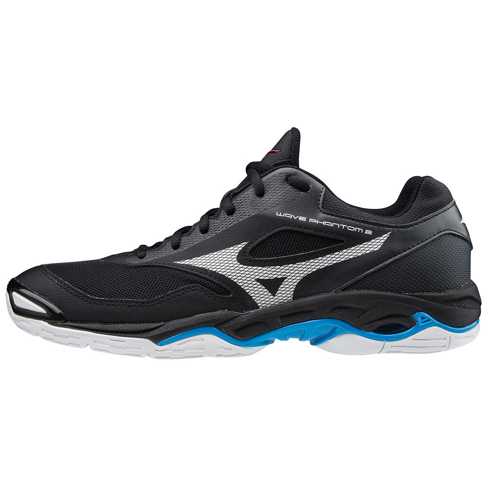 Panske Hadzanarske Tenisky Mizuno Wave Phantom 2 Čierne/Biele/Modre Vypredaj JDAI84352
